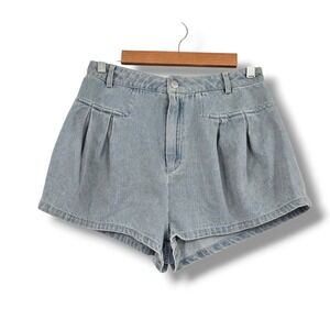 Pants Store Womens Light Wash Pleated High Rise Denim Shorts Size Small
